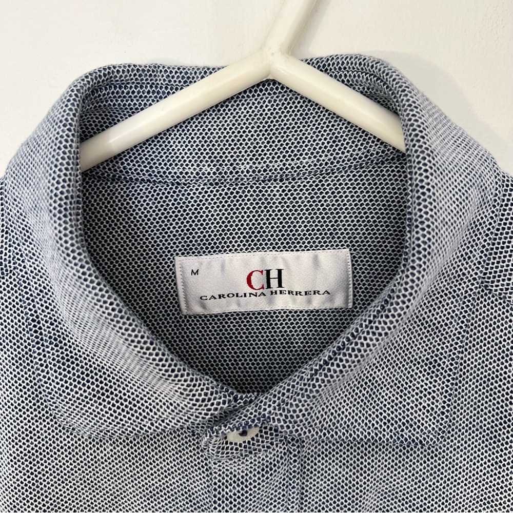 Carolina Herrera Men's Blue/White Button-Down Shirt - Picture 2 of 7